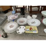 AN ASSORTMENT OF CERMEMORATIVE CERAMIC WARE TO INCLUDE PLATES AND JUGS ETC