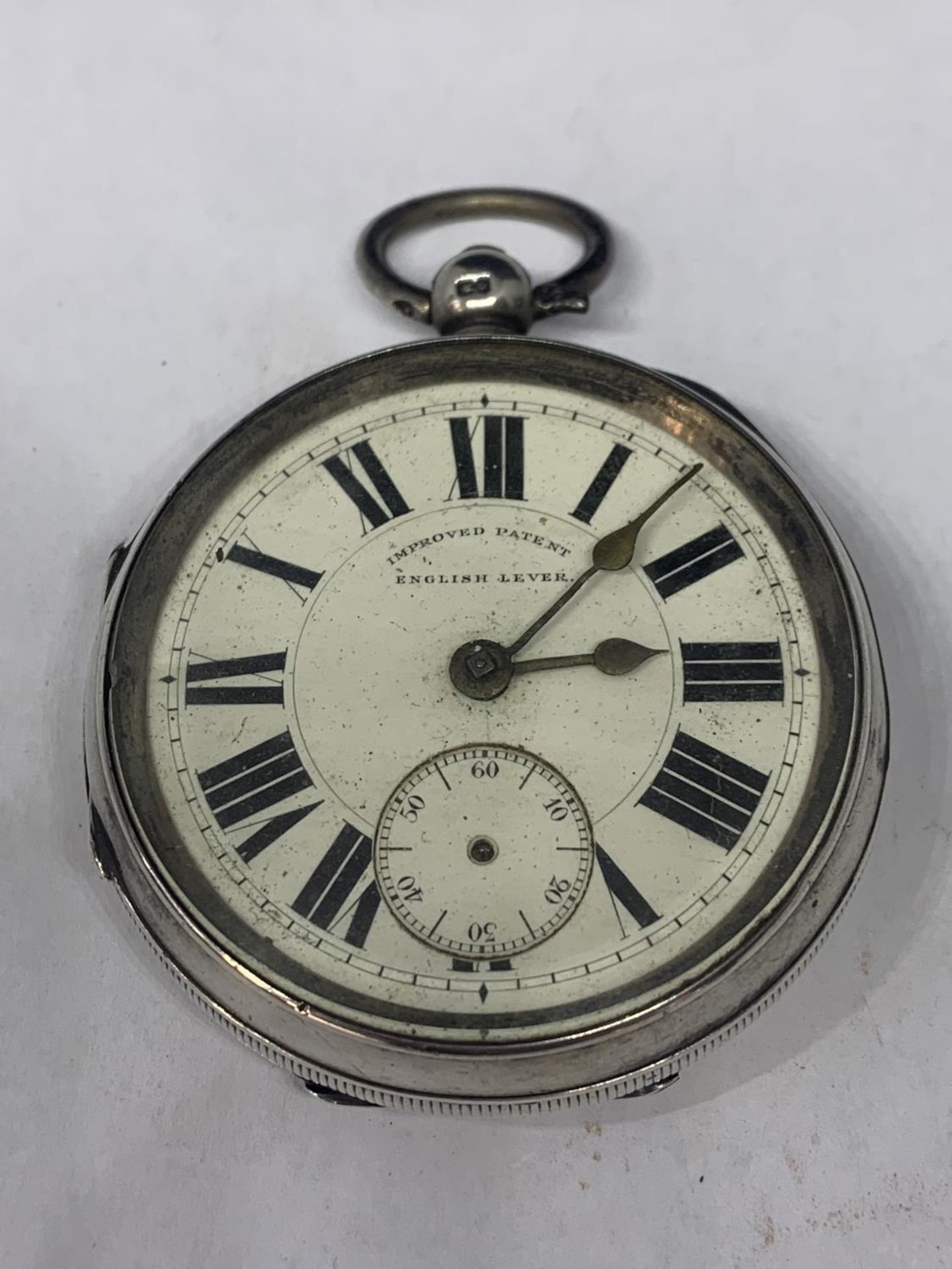 A CHESTER HALLMARKED SILVER ENGLISH LEVER ?IMPROVED PATENT? POCKET WATCH