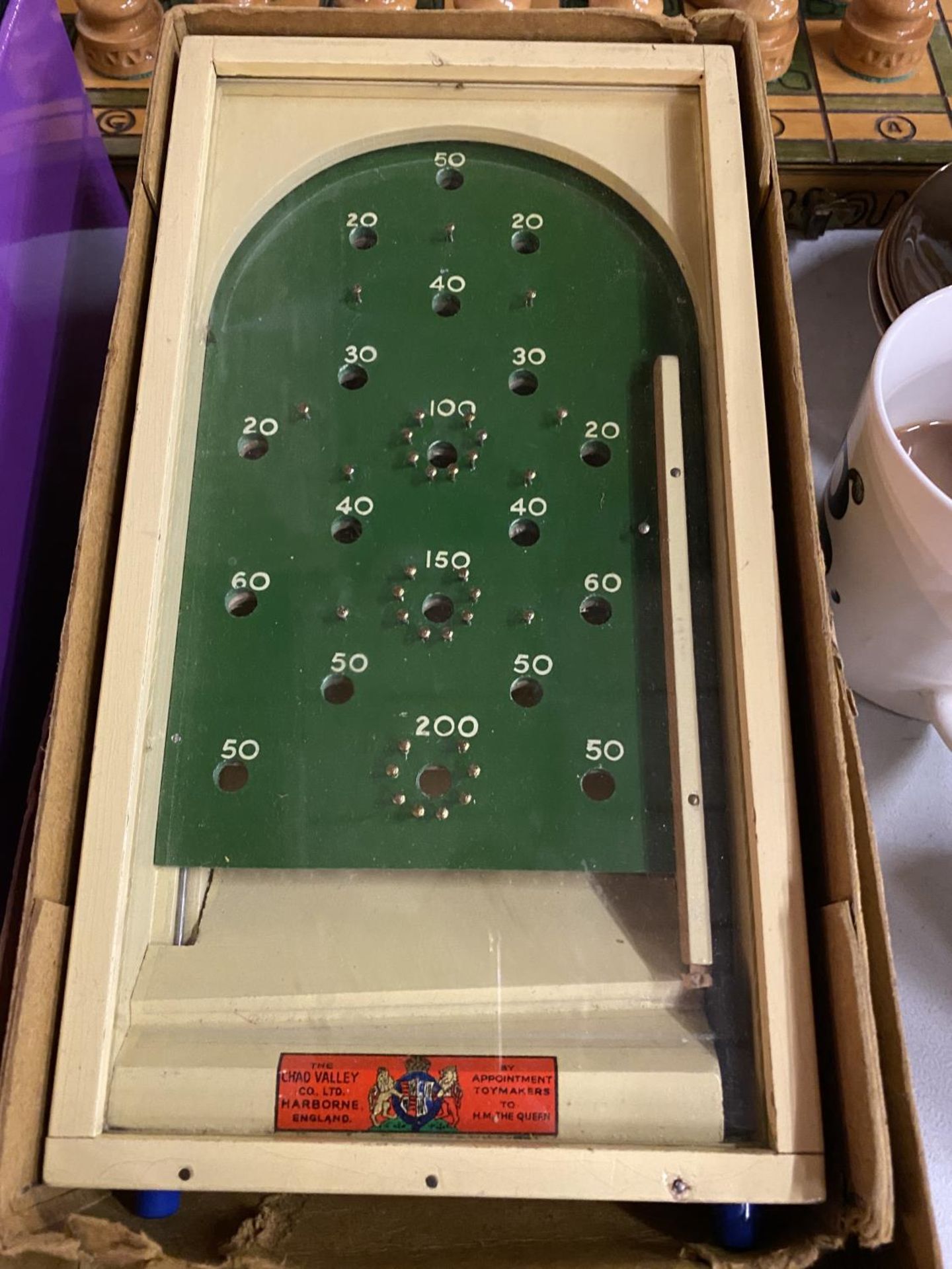 A VINTAGE CHAD VALLEY BOXED BAGATELLE GAME