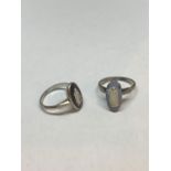 TWO MARKED SILVER RINGS WITH WEDGWOOD JASPERWARE STONES