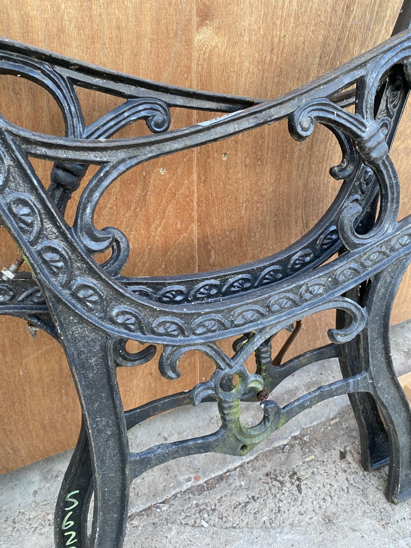 A PAIR OF DECORATIVE CAST IRON BENCH ENDS - Image 2 of 3