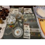 A LARGE COLLECTION OF DECORATIVE GLASSWARE TO INCLUDE MAINLY PLATES, HANDLED SWEET DISH ETC.