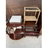 THREE SMALL TABLES, LOCKER AND MAGAZINE RACK