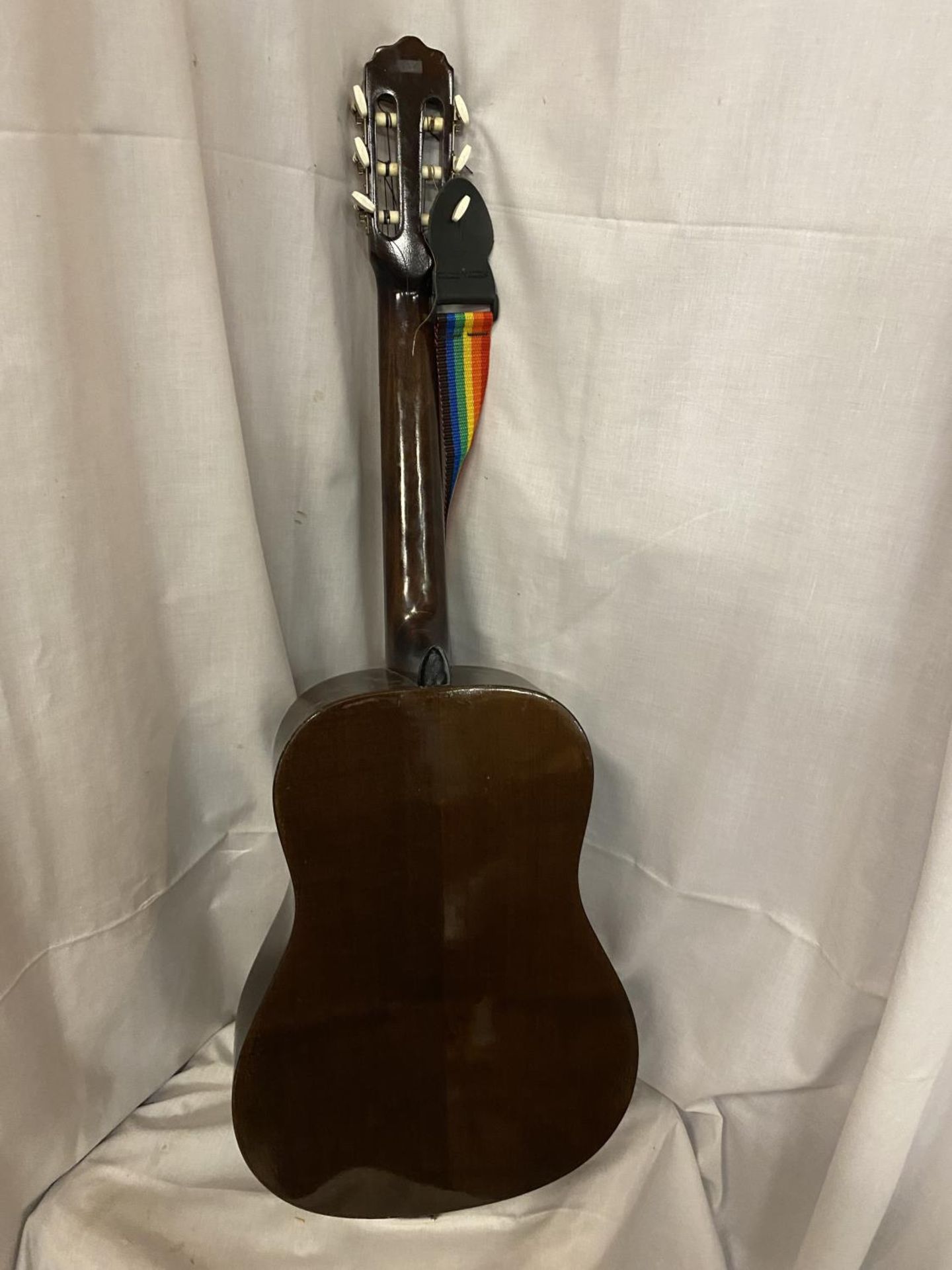 A KAY ACCOUSTIC GUITAR WITH A RAINBOW COLOURED STRAP - Image 4 of 4