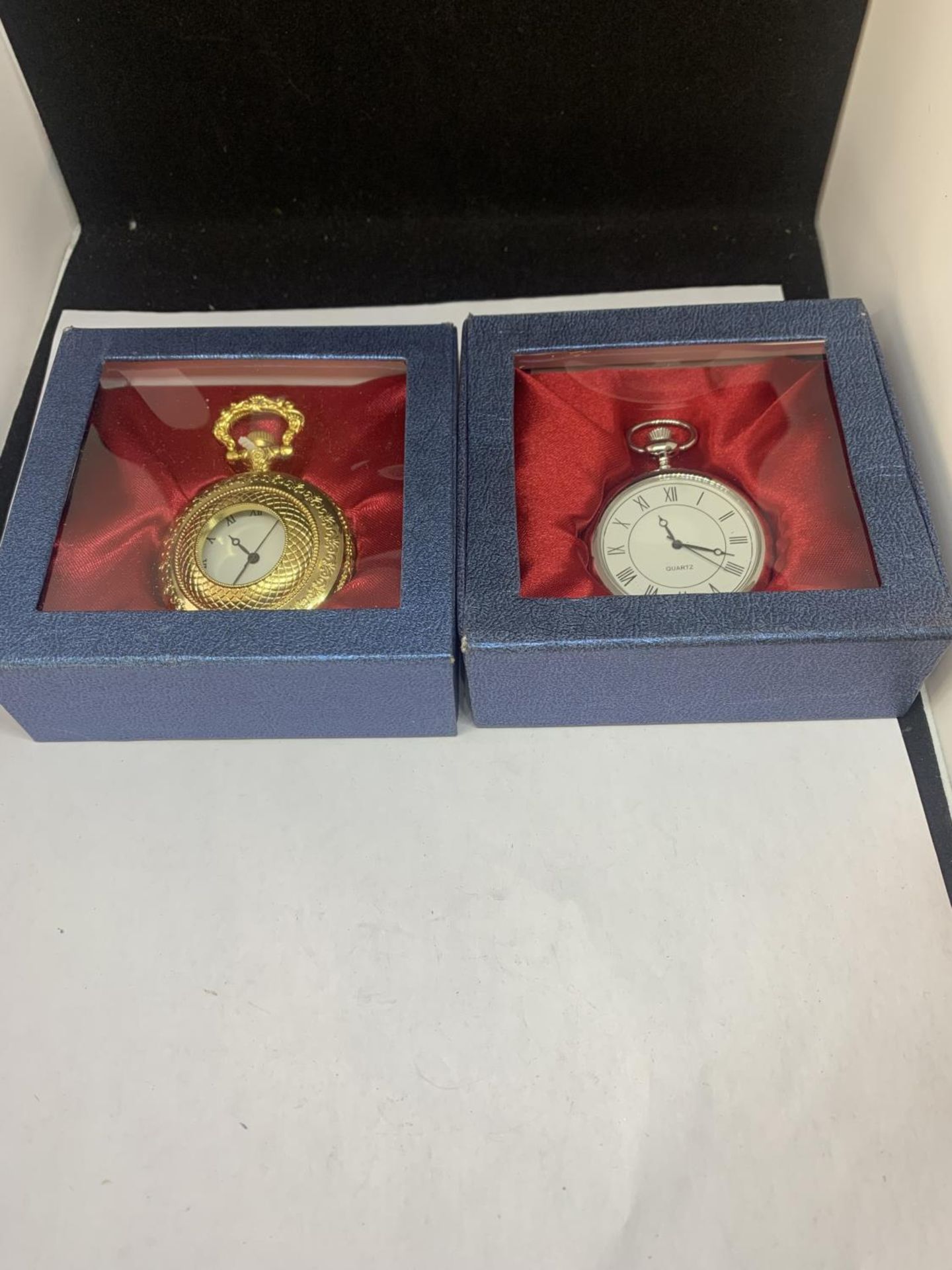 TWO AS NEW AND BOXED POCKET WATCHES