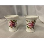 A PAIR OF MINIATURE CROWN DERBY VASES 'DERBY POSIES'