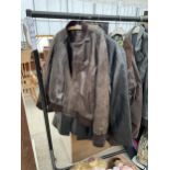 THREE VARIOUS LEATHER JACKETS TO INCLUDE A MENS EMPORIO JACKET WITH LABELS ETC