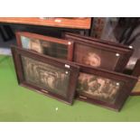 FOUR WOODEN FRAMED PICTURES TO INCLUDE, DANTE'S DREAM (GLASS A/F), CAPTIVE ANDROMACHE, A PORTRAIT OF