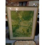 A FRAMED PRINT OF LADIES IN A LAKE, SIGNED RUSSELL FLINT