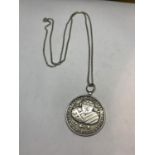 A HALLMARKED BIRMINGHAM SILVER MEDAL ON A MARKED SILVER CHAIN IN A PRESENTATION BOX