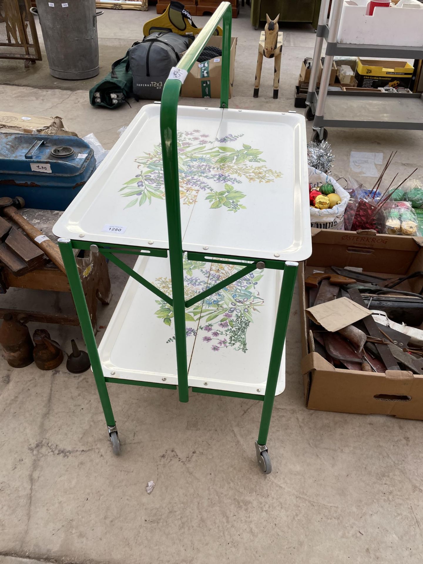 A METAL FOLDING TEA TROLLEY - Image 2 of 2