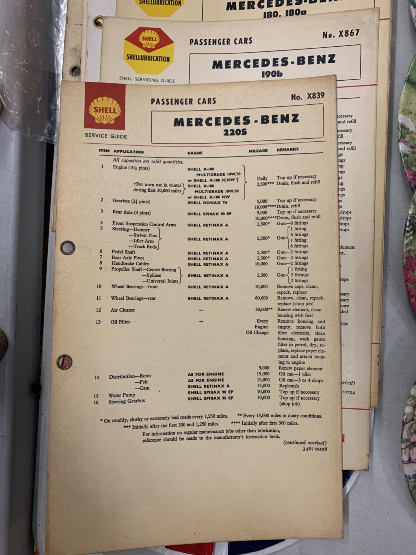 A COLLECTION OF SHELL SERVICE GUIDES FOR MERCEDES-BENZ AND MORRIS CAR LUBE CHARTS - Image 2 of 2