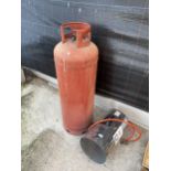 A FIREBALL 80 DVS SPACE HEATER AND GAS BOTTLE