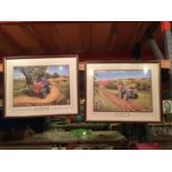 TWO FRAMED PICTURES OF VINTAGE TRACTORS, ONE BEING A RED FERGUSON FE35, THE OTHER A GREY FERGUSON