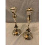 A PAIR OF HALLMARKED BIRMINGHAM SILVER CANDLESTICKS HEIGHT: 20CM