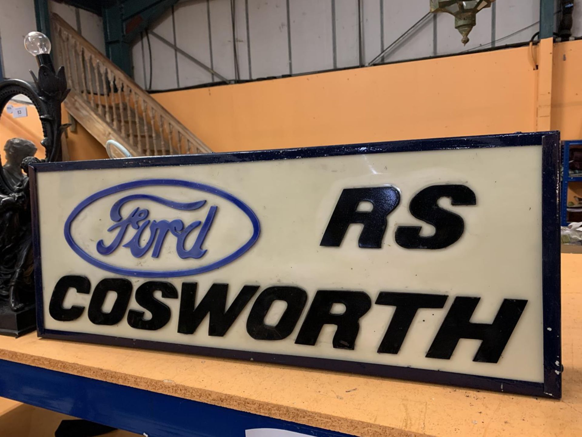 A FORD RS COSWORTH ILLUMINATED LIGHT BOX SIGN