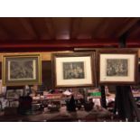 THREE FRAMED PICTURES OF UPSTAIRS DOWNSTAIRS LIFE