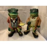 TWO RESIN FROG ORNAMENTS HEIGHT 35CM TALL