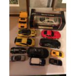 A BOXED MAISTO JAGUAR S -TYPE, ALSO DIECAST CARS TO INCLUDE, A LAMBORGHINI, ASTON MARTIN,