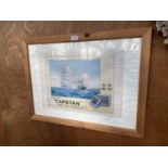 A WOODEN FRAMED VINTAGE WILLS'S 'CAPSTAN' POSTER