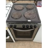 A SILVER AND BLACK FREESTANDING OVEN AND HOB