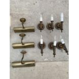 VARIOUS BRASS WALL MOUNTED LIGHT FITTINGS