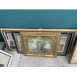 A GILT FRAMED RURAL PRINT AND TWO OTHER PRINTS