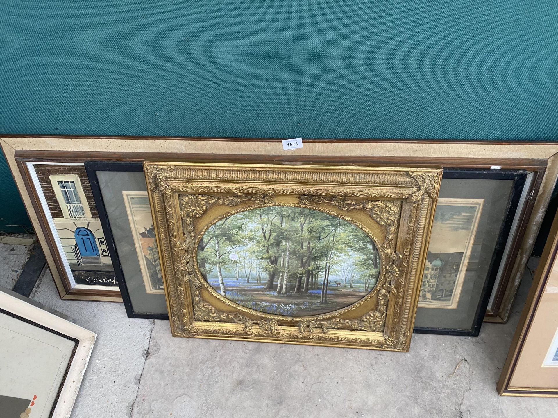 A GILT FRAMED RURAL PRINT AND TWO OTHER PRINTS