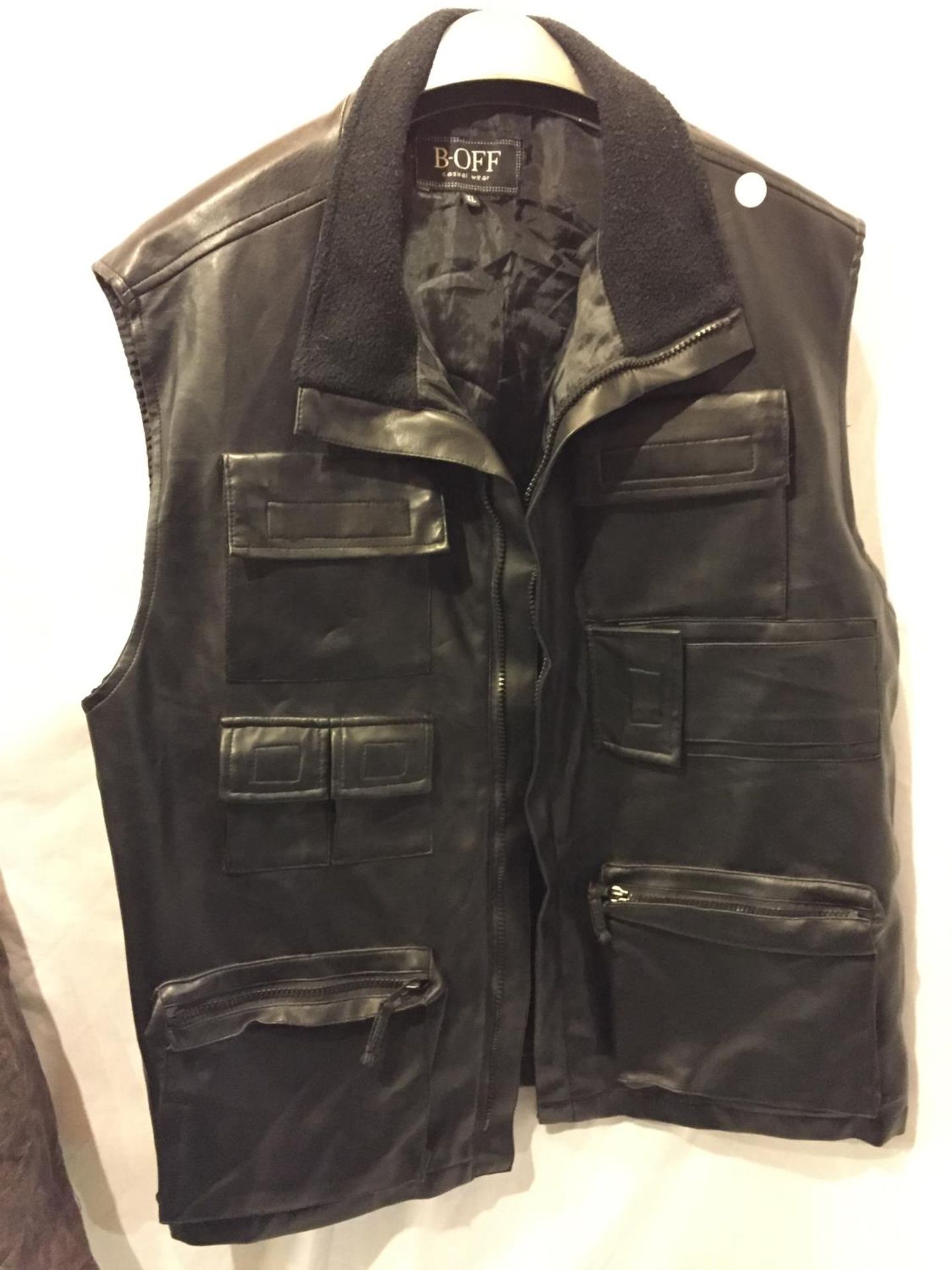 TWO MENS LEATHER JACKETS AND A FAUX LEATHER GILET - Image 10 of 10