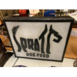 A SPRATTS ILLUMINATED LIGHT BOX SIGN 52CM X 43CM