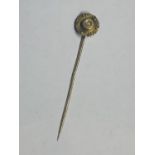 A VICTORIAN 15 CARAT GOLD SEED PEARL STICK PIN GROSS WEIGHT 2 GRAMS IN A PRESENTATION BOX