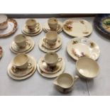 A QUANTITY OF ALFRED MEAKIN TEAWARE TO INCLUDE, CUPS, SAUCERS, PLATES, SUGAR BOWL, CREAM JUG, ETC