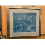 A LOWERY STYLE LIMITED EDITION PRINT OF MANCHESTER UNITED OLD TRAFFORD BY STEVEN SCHOLLS 849/850