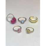 FIVE MARKED 925 SILVER DRESS RINGS