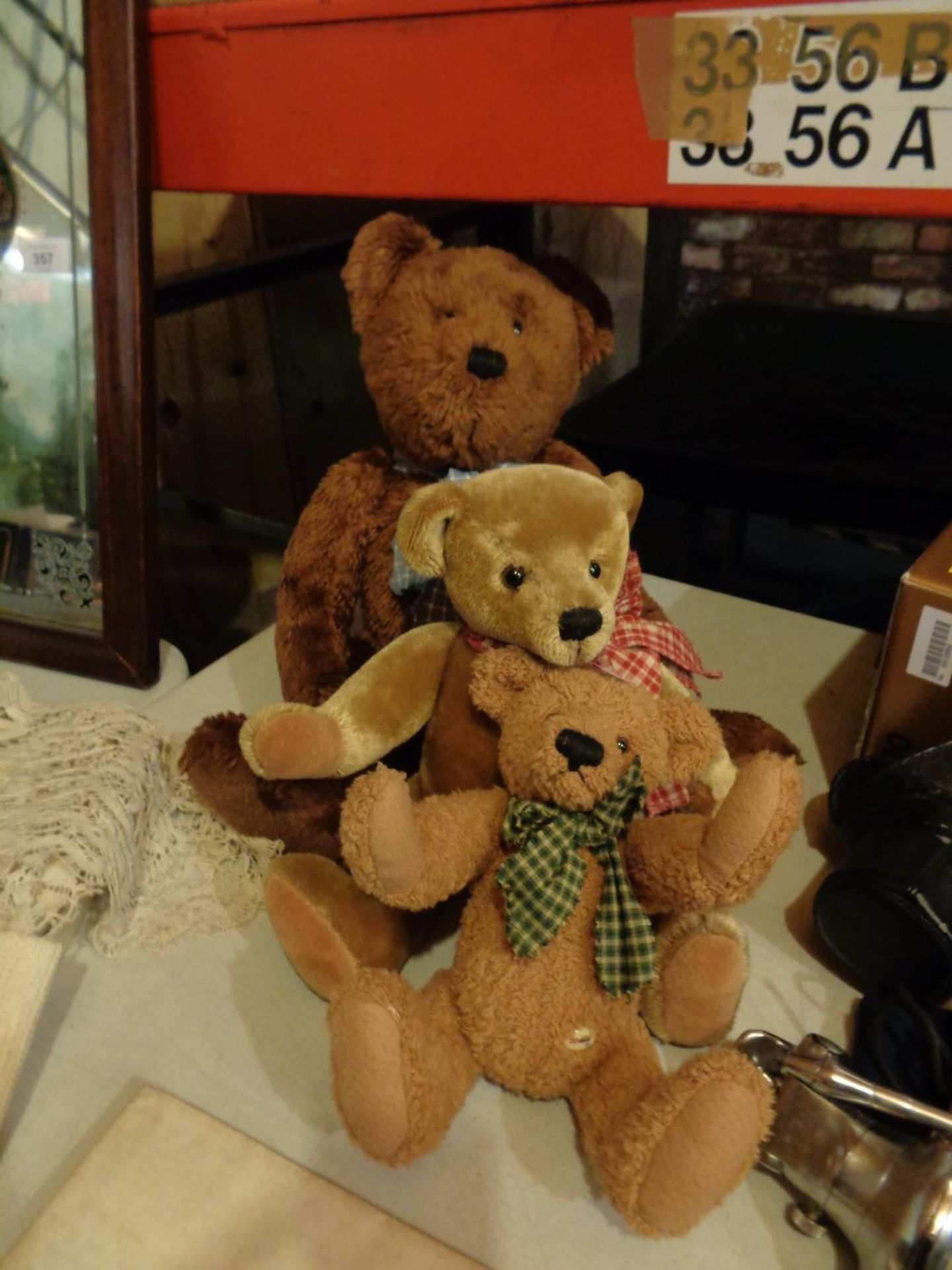 THREE SUNKID TEDDY BEARS - TWO WITH GROWLING MECHANISM