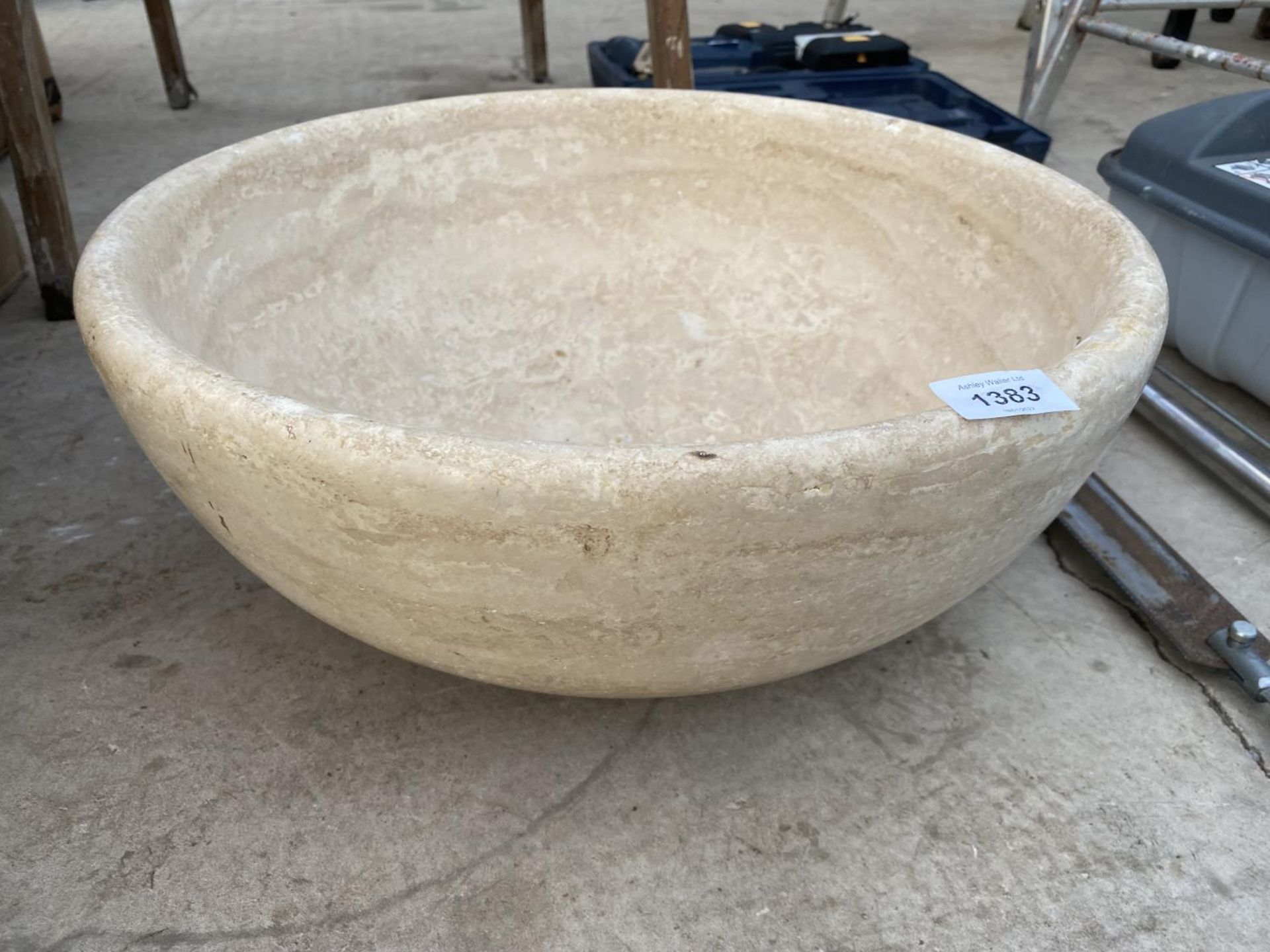 A CREAM WASH BASIN FORMED FROM A PIECE OF MARBLE - Image 2 of 2