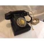 A VINTAGE BLACK BAKELITE TELEPHONE. RECEIVER A/F