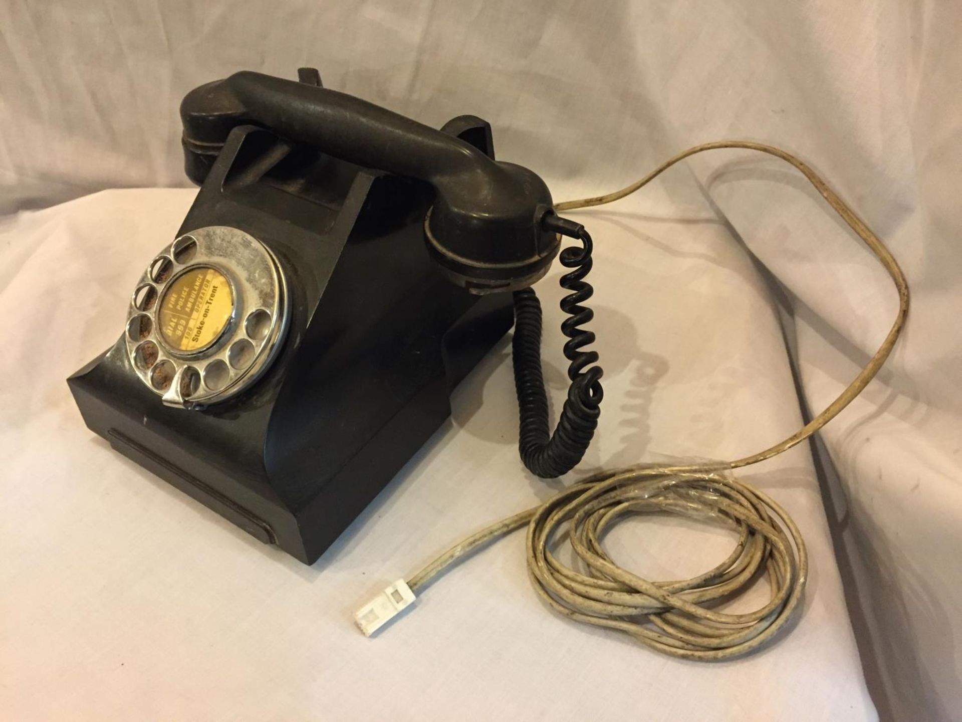 A VINTAGE BLACK BAKELITE TELEPHONE. RECEIVER A/F - Image 2 of 5