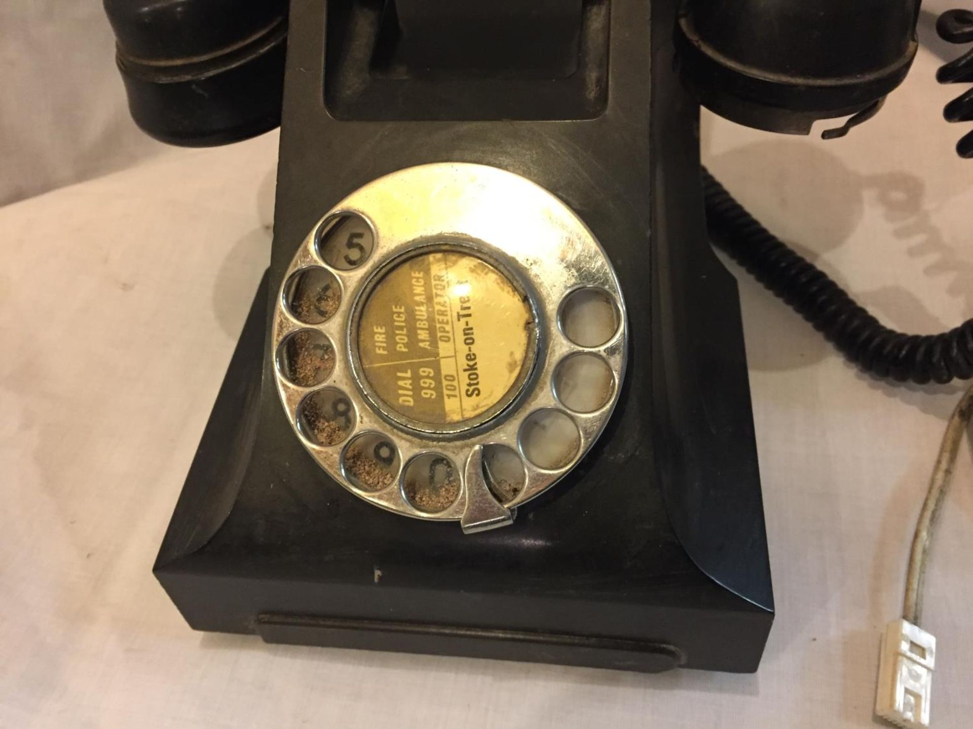 A VINTAGE BLACK BAKELITE TELEPHONE. RECEIVER A/F - Image 3 of 5