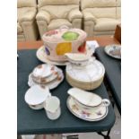A LARGE COLLECTION OF CERAMIC WARE TO INCLUDE A LARGE BREAD BIN, TAYLOR & KENT PLATES AND TWO