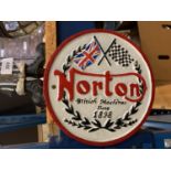 A CAST CIRCULAR NORTON SIGN