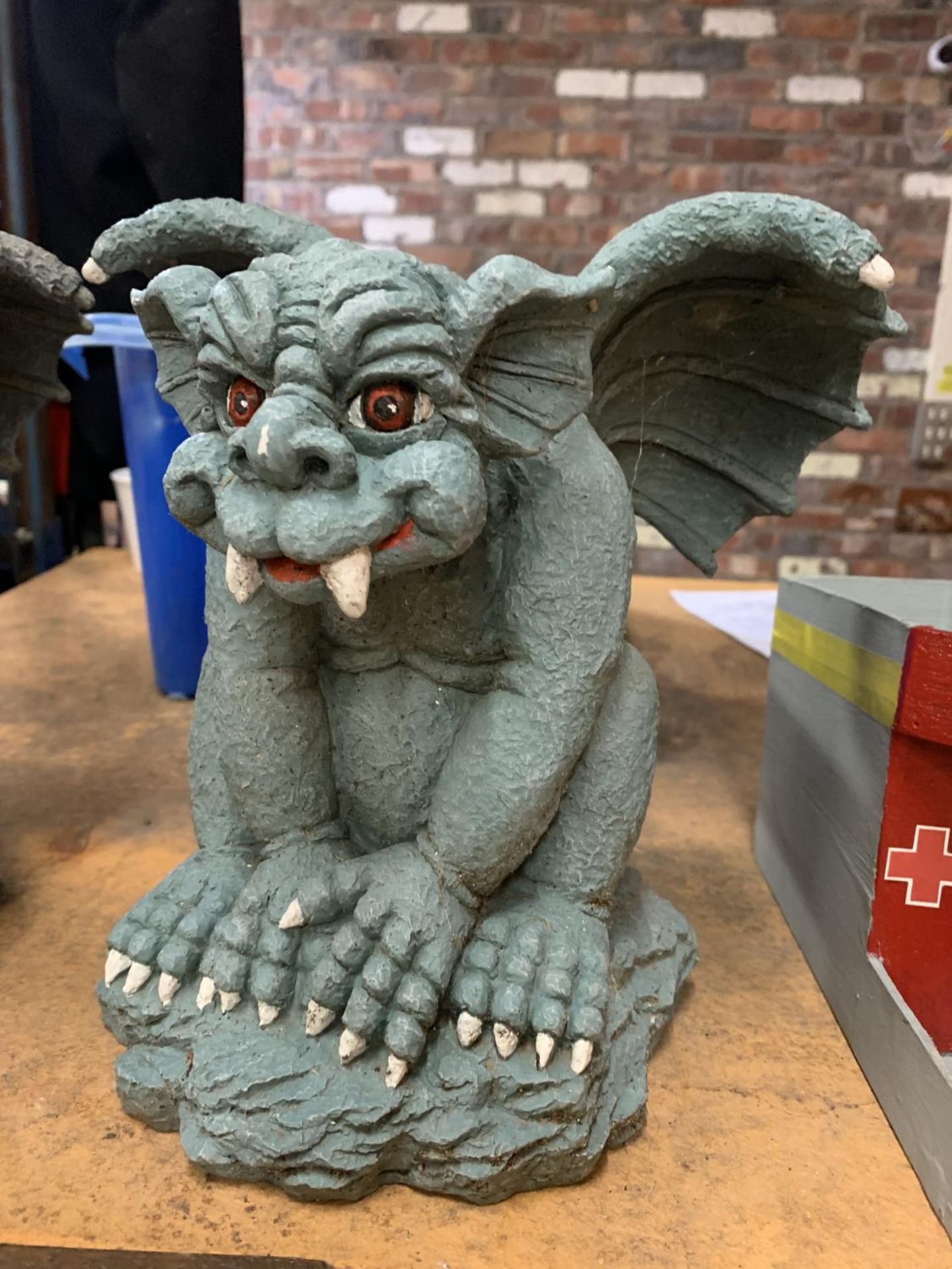 TWO PAINTED GARGOYLES - Image 2 of 3