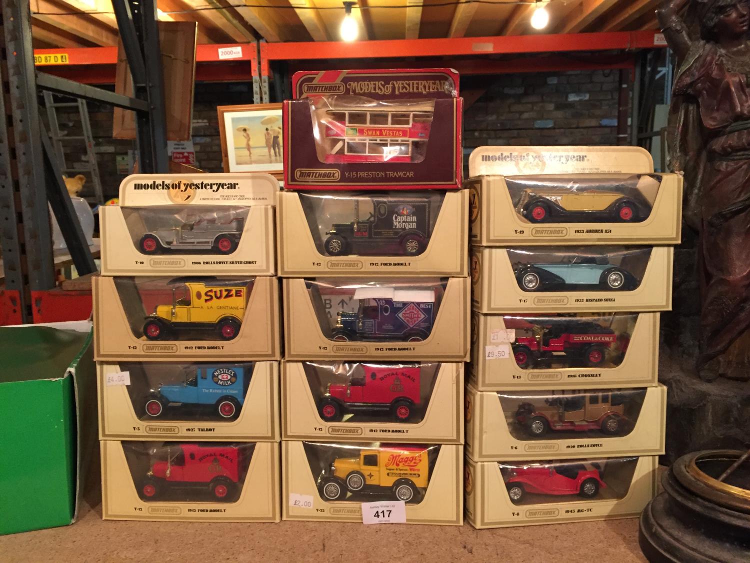 FOURTEEN BOXED MATCHBOX MODELS OF YESTERYEAR TO INCLUDE, ROLLS ROYCE, FORD MODEL T VAN, PRESTON