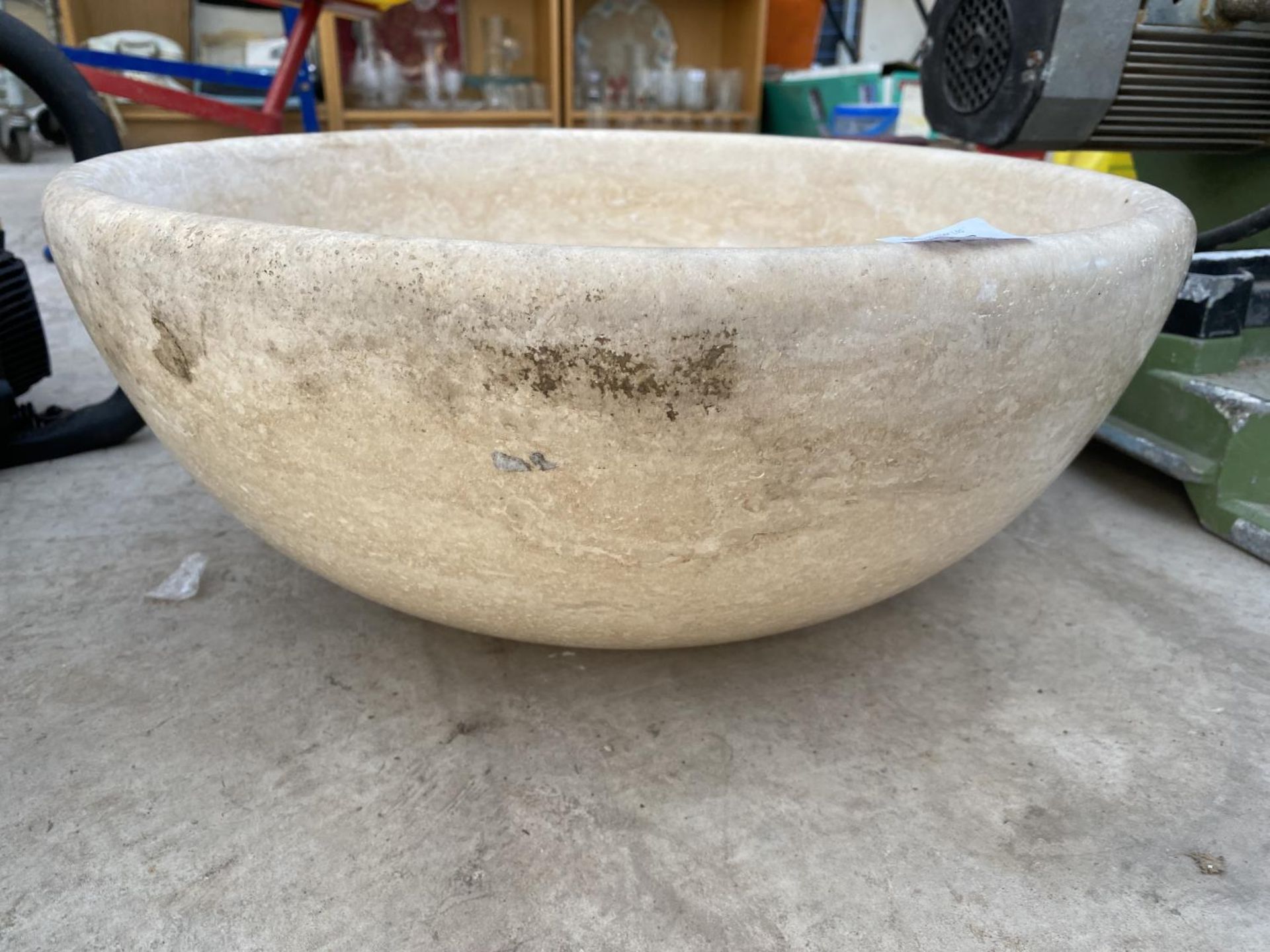 A CREAM WASH BASIN FORMED FROM A PIECE OF MARBLE - Image 2 of 2