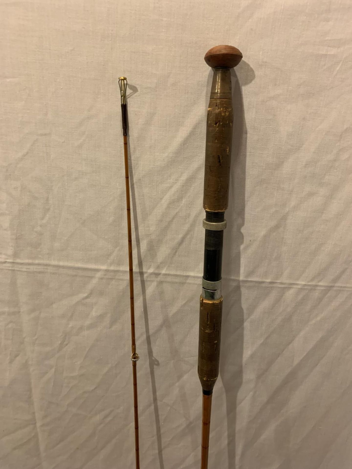 A VINTAGE 'A.W. GAMAGE LTD' LONDON SPLIT FLY CANE FISHING ROD IN ORIGINAL BAG - Image 2 of 5