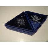 TWO SWAROVSKI ANNUAL EDITION SNOWFLAKE CHRISTMAS ORNAMENTS 2004 & 2006 IN BOXES