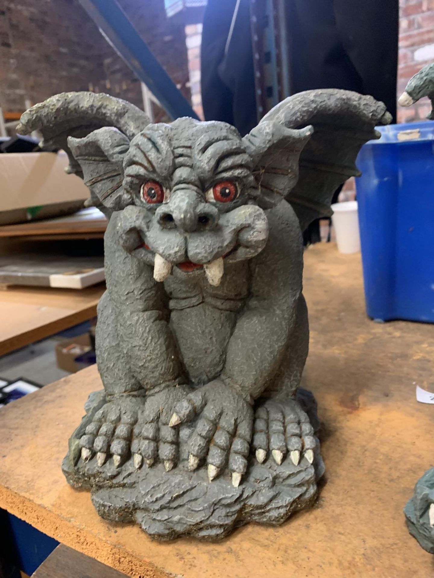 TWO PAINTED GARGOYLES - Image 3 of 3