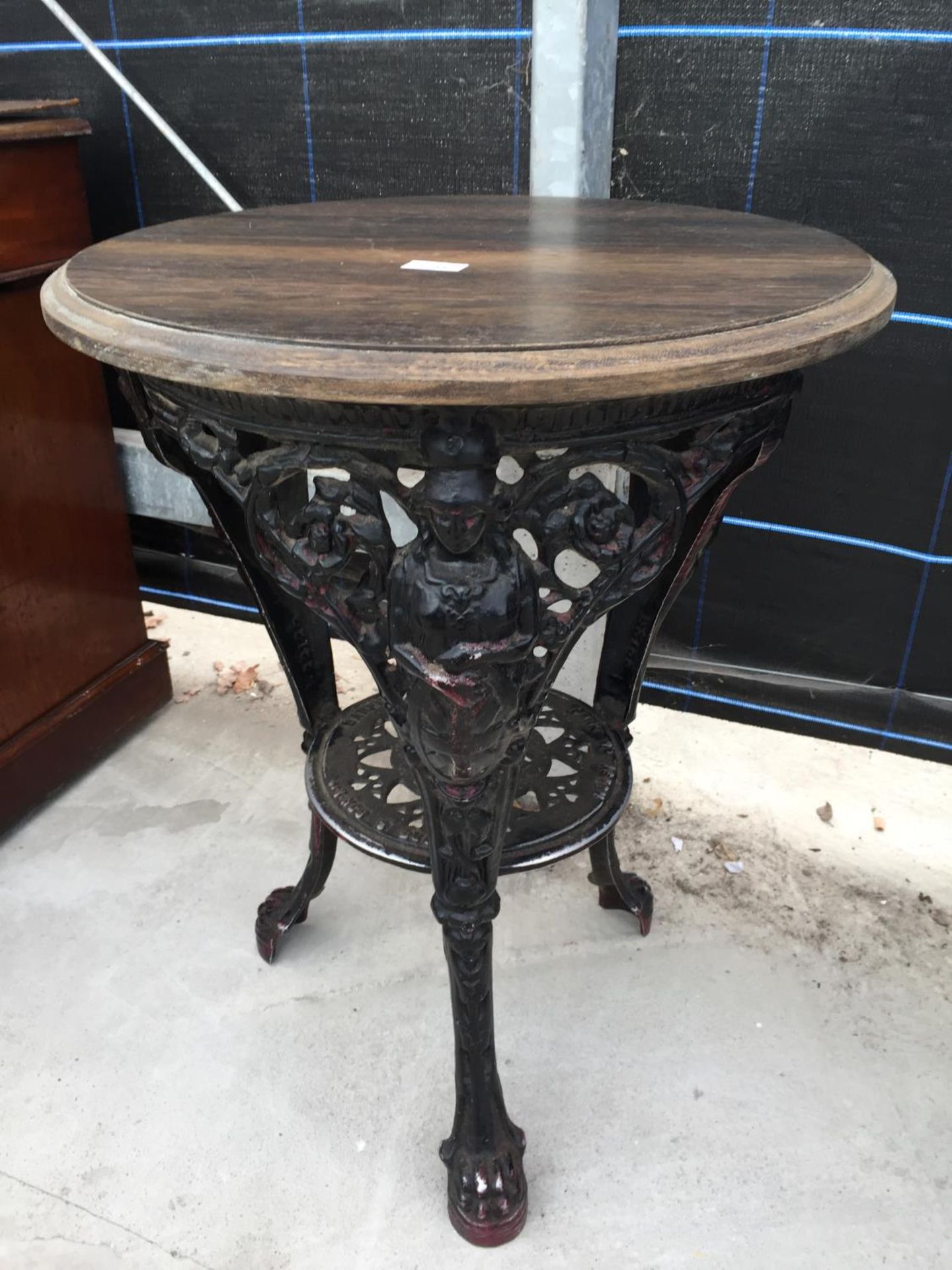 A VICTORIAN STYLE CAST ALLOY PUB TABLE