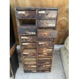 A VINTAGE TWENTY FOUR SECTION HABERDASHERY DRAWER UNIT