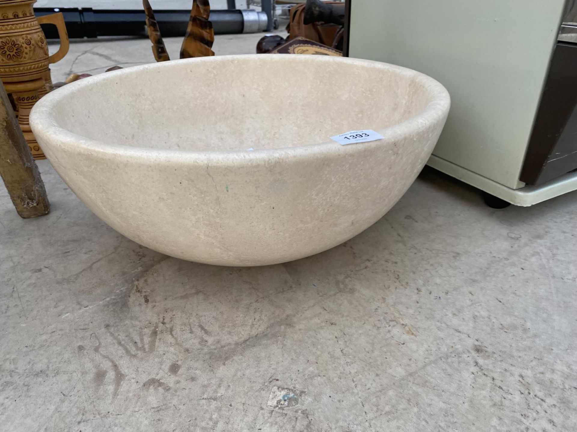 A CREAM WASH BASIN FORMED FROM A PIECE OF MARBLE - Image 2 of 2